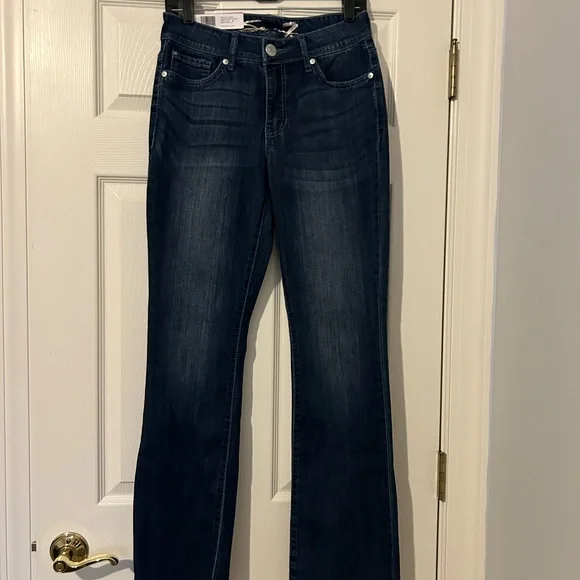 Seven7 Women's Rocker Slim Boot Cut Jeans - Dark Blue - Picture 5 of 10